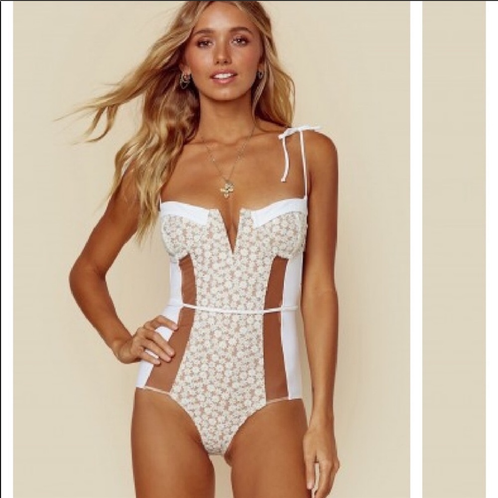 For Love And Lemons Cream Lace One-Piece Swim - Picture 2 of 7